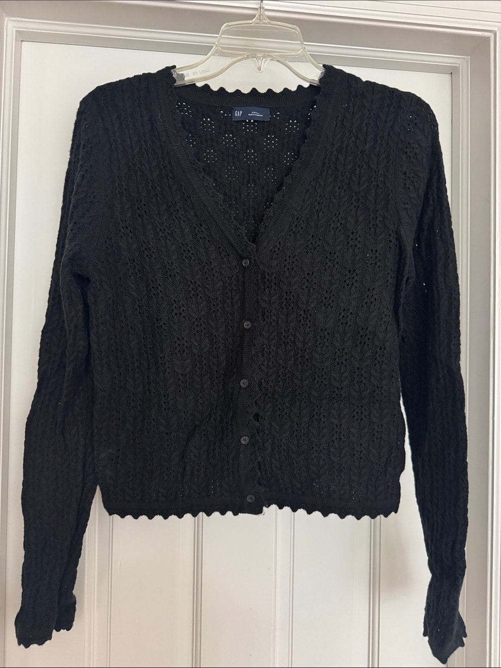 GAP Black Openwork V-Neck Button-Front Cardigan
